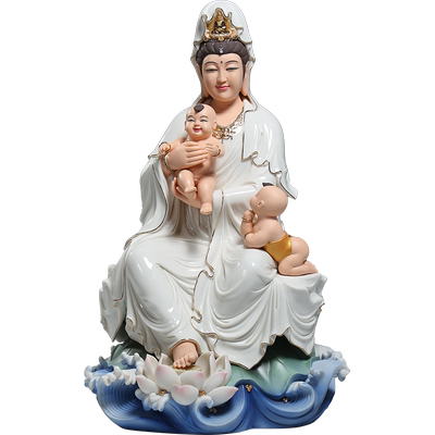 锵锵陶瓷求子新中式送子观音高档