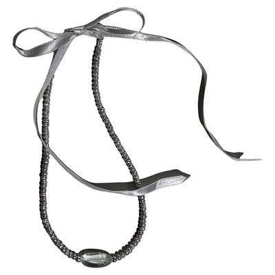 SOFTROOM天然灰珍珠丝带水晶锁骨链项链小众设计