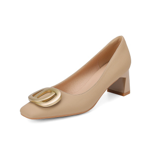 奶茶色小香风温柔单鞋2025年新款春秋晚风高跟鞋粗跟玛丽珍女鞋