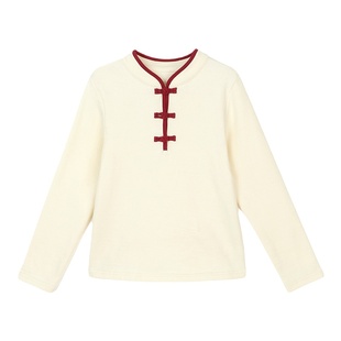 陈大猪童装 女童打底衫2025冬季新款新中式国风儿童内搭盘扣上衣