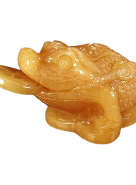 天然玉石米黄玉金蟾招财玄关摆件