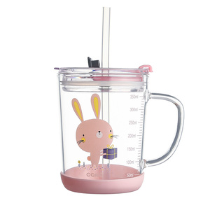 儿童牛奶杯戒奶带刻度早餐玻璃杯大宝宝冲奶粉专用吸管喝奶杯泡奶