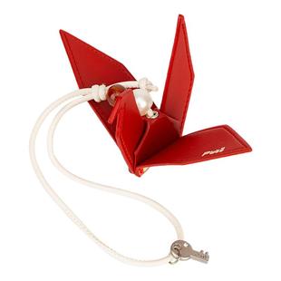 明星同款Puui原创红色千纸鹤包包挂件创意皮质礼物可爱纸飞机车挂