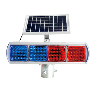 太阳能爆闪灯道路施工频闪红蓝双面路障交通太阳能警示灯LED爆闪