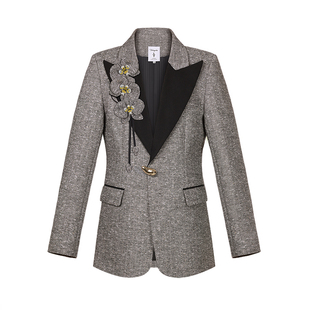 山兰 立体蝴蝶兰戗驳领老钱风羊毛西装 山谷少年独立设计师品牌