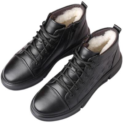 头层牛皮冬季棉鞋板鞋棉皮鞋羊毛