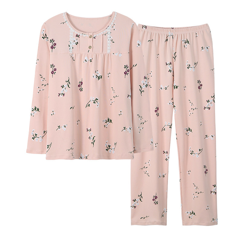 女款大码中老年人长袖家居服套装