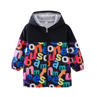 儿童防水罩衣拉链长袖防脏薄款宝宝画画吃饭围兜秋冬外穿男女护衣