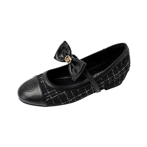 真皮版~小香风玛丽珍鞋女2025新款法式内增高蝴蝶结黑色圆头单鞋