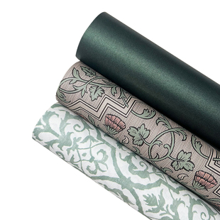 现货可定制高级复古暗绿色闪金时尚罗莎布纹欧式蔷薇图案包装纸