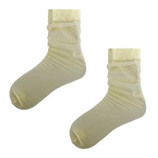 夜间教习室丝袜女夏季短款中筒透明奶白色洛丽塔蕾丝小腿袜jk白丝