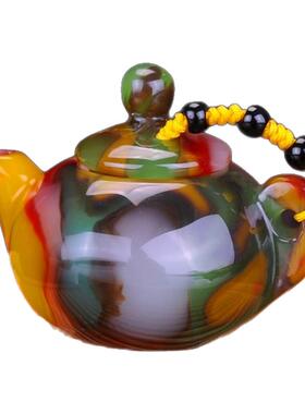 青峰玉业玉器玉器新疆籽料和田玉彩白玉酒壶手把件玉把件小酒壶羊