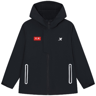 特步童装儿童外套男童冬季2025新款加绒风衣户外防风运动上衣冬装