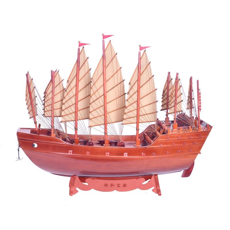 帆船模型福船大明郑和宝船成品一帆风顺福船中式玄关装饰手工木船