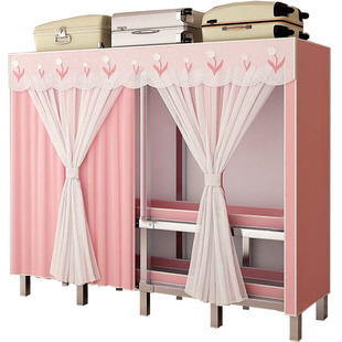 免安装衣柜简易布衣柜钢管加粗加厚全钢架折叠布艺出租房卧室家用