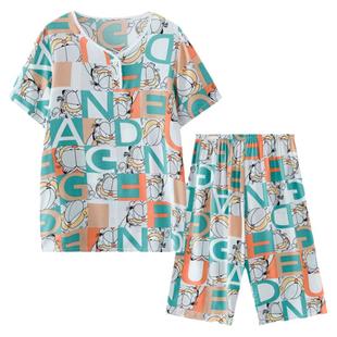 棉绸睡衣男青少年初中学生夏季薄款套装大童短袖儿童大码家居服夏