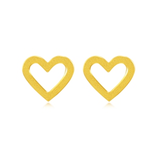 周生生Essence永系列爱心心形黄金耳钉足金镂空耳环精致68740E