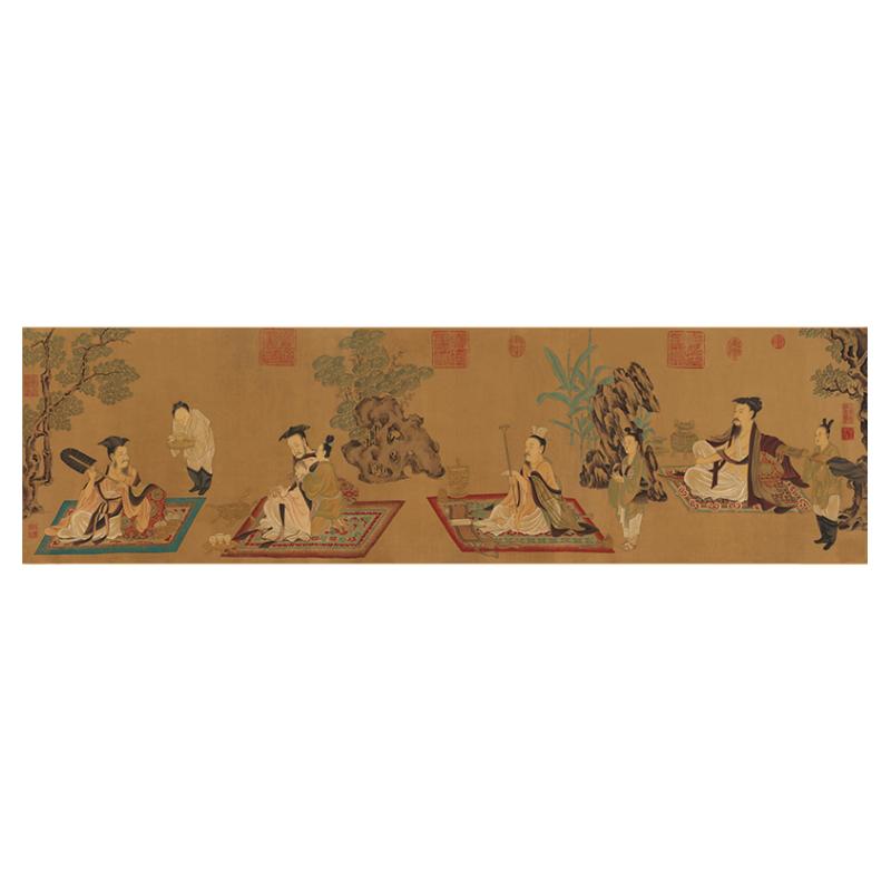 唐代画孙位高逸图竹林七贤国画