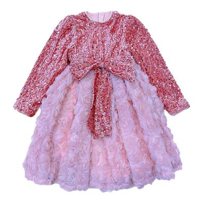 女童秋冬加绒洋气亮片公主礼服裙