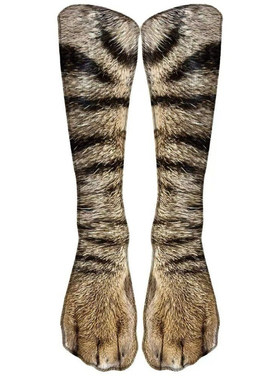 创意搞怪3D袜狗猫爪猫咪jio抽象动物印花情侣个性整蛊男女潮流袜