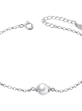 老银匠s925银淡水珍珠手链纯银女士简约轻奢小众设计新款纯银手串