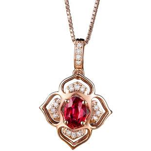 宝创集2克拉天然樱花粉摩根石戒指18K金镶钻石梨形切割彩宝女戒