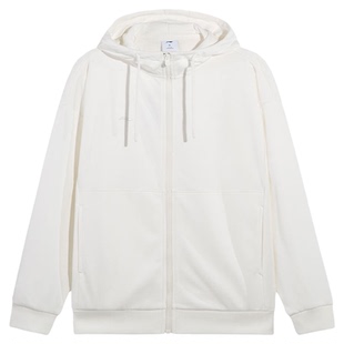 李宁白色加绒外套女款2026冬季新款加绒保暖户外运动外套休闲开衫