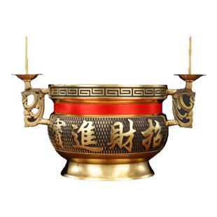 纯黄铜香炉上香家用供奉室内熏香供佛祖先敬神财神爷专用香炉大号