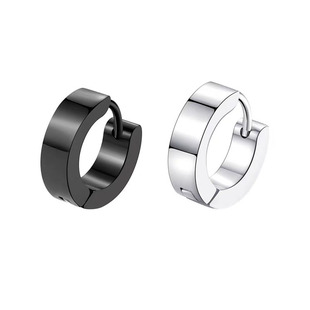 钛钢素圈耳环耳钉耳扣男黑色银色语义错误圆圈耳饰酷帅女睡觉免摘