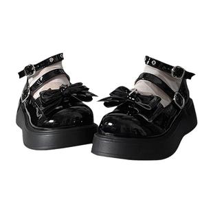 superpink原创【恶魔高校】朋克辣妹y2k厚底圆头玛丽珍单鞋女