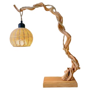 杜鹃树根雕枯木台灯民宿茶室客厅禅意现代中式手工艺家居饰品摆件