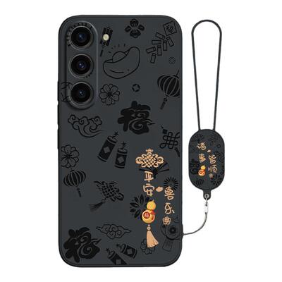 平安喜乐适用三星S23手机壳s23ultra/s23fe/s23+新款galaxys23十galaxy硅胶u5G保护套带挂绳新年plus防摔加软