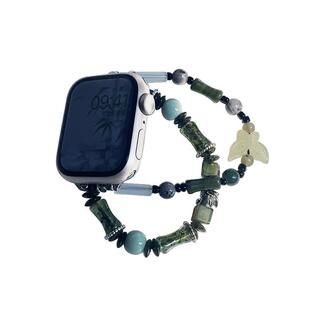 新品满绿竹节diy手链适用iwatch表带S8苹果S9手表8AppleWatch女款watchs秋冬s7高级感SE9男ultra2腕带iphone