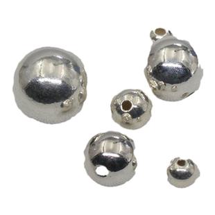 S925纯银散珠 圆珠 红绳手链编织配件隔珠 水晶佛珠手串diy配饰