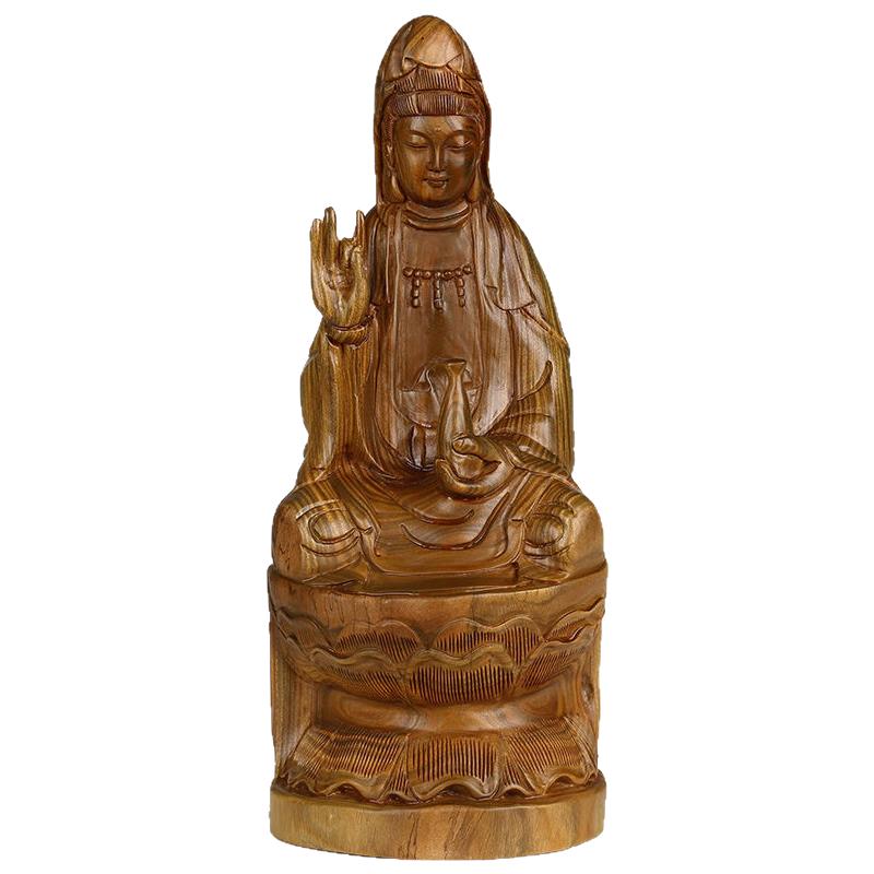 红木佛像客厅绿檀玄关莲花观音