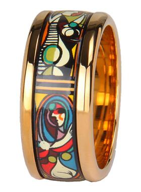 毕加索镜前少女画珐琅戒指女