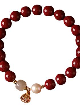 天然保真朱砂手链男女款紫金砂莲蓬保平安本命年招财纳福手串