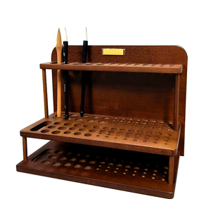 DJAR实木收纳画笔毛笔架 画具画箱 胡桃色山毛榉木中式笔架大小号