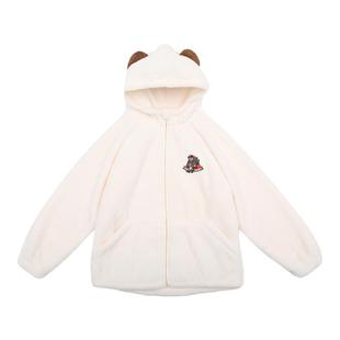TeenieWeenie小熊秋冬睡衣女士双层北极绒套装加绒加带帽厚家居服