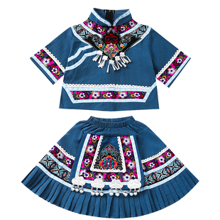 三月三儿童少数民族服装苗族演出服彝瑶族男女哈尼族广西壮族服饰