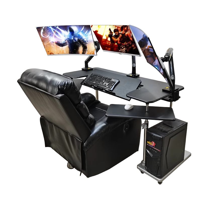 太空舱台式电脑桌简易电脑桌移动升降支架家用折叠升降懒人坐舱