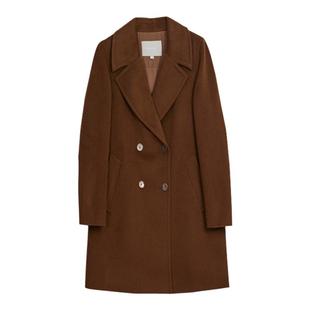 MEDECOO/墨蒂珂2024冬季新款双排扣羊毛呢大衣骆驼绒外套MID20215