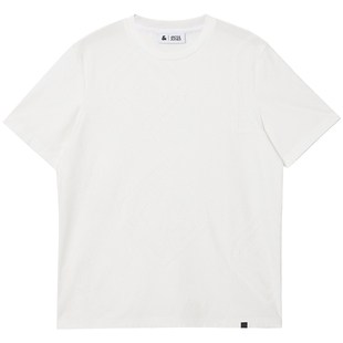 杰克琼斯男装春季新款T恤百搭舒适日常休闲衣身织花罗纹圆领短袖