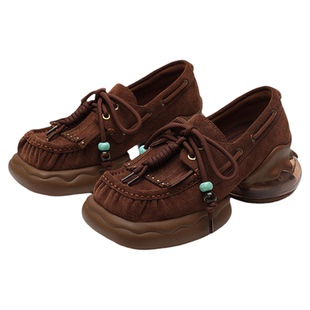 DAPHNELAB泡泡糖复古乐福鞋26春厚底增高褶皱百搭乐福鞋一脚蹬