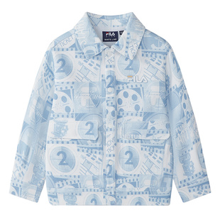 FILA斐乐儿童童装外套2025年秋季新款男童小童夹克休闲满印上衣