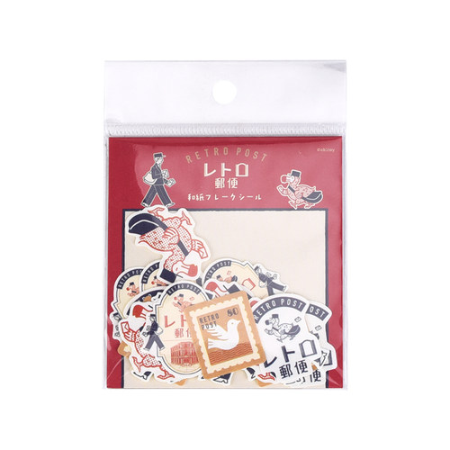 日本古川纸工ob1toy联名款复古熊猫女孩便签本贴纸明信片手帐素材