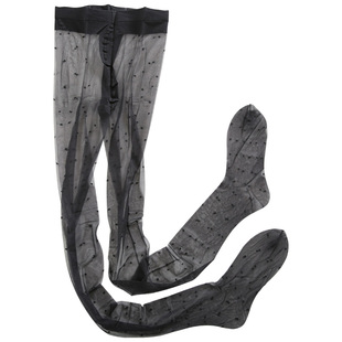 波点丝袜女夏天自然裸感高透黑丝T裆款连裤袜不掉档黑色光腿神器