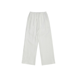 haonanhuang 100%纯天然亚麻宽松直筒休闲度假老钱风长裤