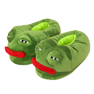 卡通棉鞋男pepe丧气悲伤青蛙鞋动漫胖胖鞋搞怪面包鞋情侣毛绒鞋女