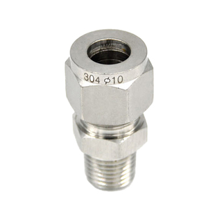 304/316不锈钢卡套接头ZG仪表气源铜管RC双卡套直通终端NPT外螺纹